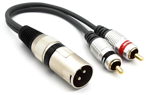 VITALCO XLR Stecker auf 2x Cinch Stecker Adapter Mikrofon 3 Polig auf Männlich Chinch Audio Kabel Adapter