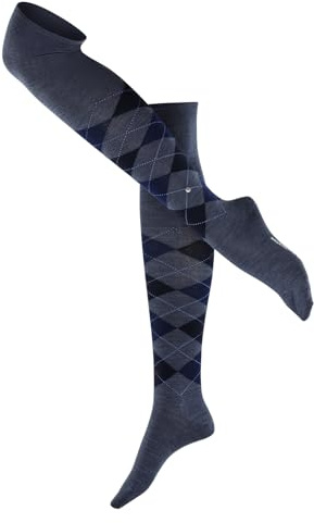 Burlington Marylebone W Ok lana largas estampadas 1 par, Medias Mujer, Azul Dark Blue Melange 6688, 36-41