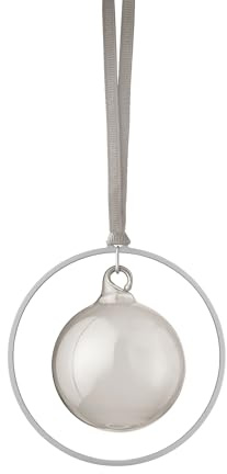 blomus Weihnachtsbaumkugeln 4er Set KITAI | Christbaumkugeln in Farbe Smoke | Ø 8 cm | Tannenbaumkugeln mit Ring aus Eisen in Silber | Christbaumschmuck mit Satinband