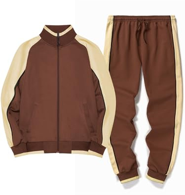 FTCayanz Tuta Sportiva da Uomo, Tuta da Jogging, Tuta da Allenamento, Pantaloni Sportivi, Tuta Fitness, Tuta da Tempo Libero, caffè, M