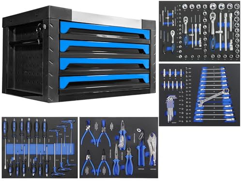 JOMAFA Caja de Herramientas Tipo Cofre con 4 Cajones Completo de Herramientas (4 modulos), 690 x 435 x 520 mm