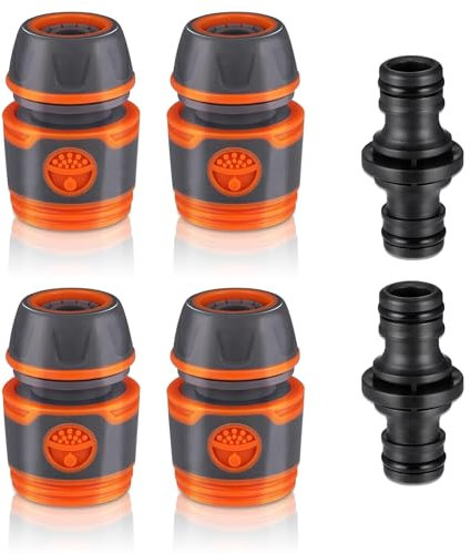 Pmueuff 4 Piezas Conector Manguera, Conector de Manguera Rapido de Plástico 1/2 Conectores para Manguera Fácil Instalación Accesorios Manguera Jardin Conexión para Jardín, Riego y Lavado de Coches