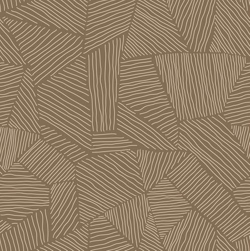 Livelynine Brown Mid Century Wallpaper Peel and Stick Brown Abstract Wallpaper Self Adhesive Moody Neutral Dark Tan Wall Paper Removable Retro Geometric Contact Paper Cream Beige Patterned 17.5x78.8