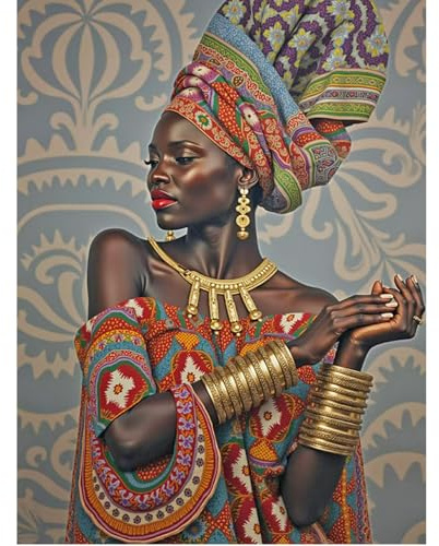 SHEGZHUC 40 x 50 cm Diamond Painting Adult Africa Women, Diamond Painting Pictures, African Women, Mosaic Embroidery, Cross Stitch Art Gift, Wall Decoration for Bedroom, Living Room