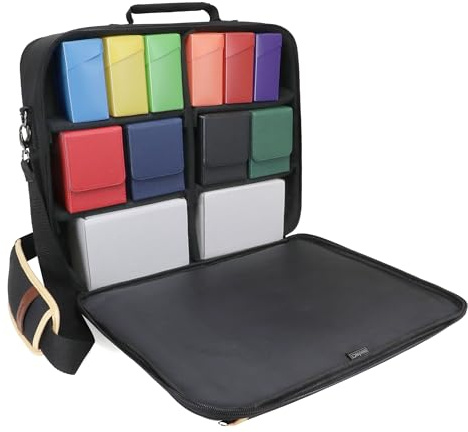 ENHANCE Sac à Bandoulière Mtg Édition Designer avec Séparateurs Personnalisables et Poche pour Boîtes de Deck et Dés – Compatible avec Magic The Gathering, Pokémon, Lorcana (Noir)