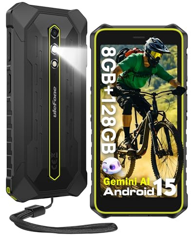 Ulefone Rugking 2 Pro Outdoor Handy Ohne Vertrag Android 15, Octa-Core 8GB+128GB/2TB TF, AI Baustellenhandy mit 5,45 Corning Glas, 4550mAh/13MP/Widevine L1/Dual SIM/Face ID/NFC 2 Jahr Garantie-Grün