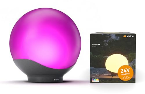 Steinel Lámpara LED esférica Sphera C 24 V Ø 400 mm, 16 Millones de Colores, Control por App, Plug & Play, Sensor de luminosidad, IP65, para jardín y terraza
