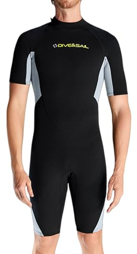 Ausing Combinaison de Plongée Shorty 1.5mm pour Homme Combinaisons Humides Courtes Garder au Chaud Surf Natation plongée S-3XL