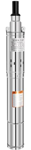 Pompe de puits profonde - Pompe à vis - 250 W - 3 - Deep Well - Pompe submersible - En acier inoxydable - 0,33 CV - Pompe d'aspiration pour réservoir de chasse d'eau 220 V