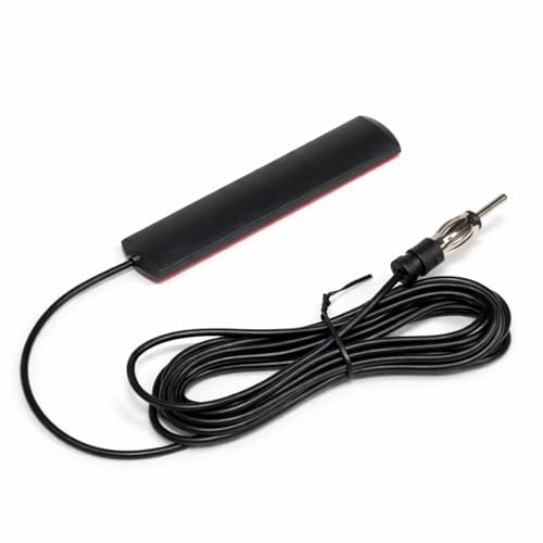 Antena Radio Coche FM Am con Cable 3 m, Antena Adhesiva Parabrisas con Conector DIN, Amplificador señal Radio Auto para estéreo, Receptor Multimedia Coche Universal