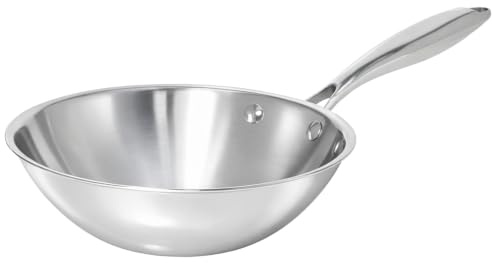 TeCuisine - Wok Inox 18/10 Triply – 20 cm – Sans Revêtement – Sans PFAS, PFOA, PTFE – Compatible Tous Feux Dont Induction – Manche Riveté Froid – Cuisson Saine et Durable