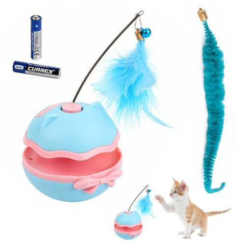 Ziyonix Jouet Électrique pour Chats, Balle Mobile pour Chat avec Queue de Plume, Jouet Interactif Intelligent pour Chats d'Intérieur Ennuyés