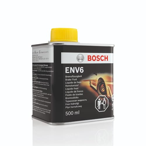 Liquido Freni Bosch ENV6, 0,5 L – Per veicoli con o senza freni ABS/ESP – Qualità Bosch – Compatibile con DOT 3, 4, 4 HP/LV e 5.1