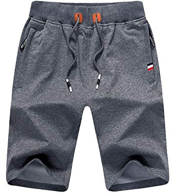 Tansozer Kurze Hose Herren Shorts Sommer Jogginghose Kurz Baumwolle Gym Sweat Shorts Herren Sport (Grau,M)