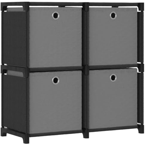 vidaXL Hylla med 4 kuber med lådor svart 69x30x72,5 cm tyg
