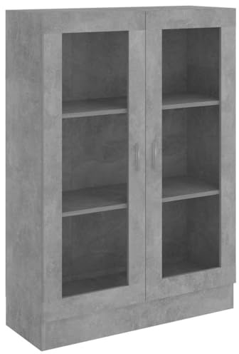 vidaXL Armadietto Vetrina Grigio Cemento 82,5x30,5x115 cm Multistrato