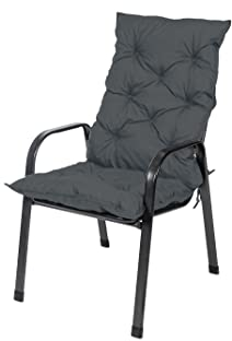 TexDeko® Garden Gartenstuhl Auflage Hochlehner 120 x 50 cm Sitzkissen wasserabweisend Outdoor Rückenkissen hoch Stuhlkissen hoher Komfort (Anthrazit)