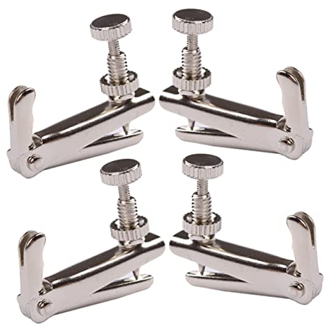 Vaguelly Violine Feinstimmer Aus Metall Für Präzise Saitenabstimmung Vernickelt Einfach Zu Montieren Zubehör Für Akustische Geigen Rutschfestes Rillendesign Für Stimmgeräte