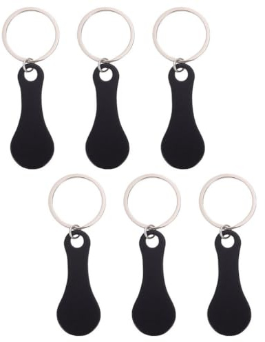 DEARMAMY Stainless Steel Shopping Cart Tokens 6-Pack Keychain Trolley Coins for Grocery Carts Portable Metal Key Ring for Convenient Shopping