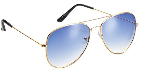 Komonee Pilot Style Designer Sunglasses - Blue Lens Classic Retro Shades, Unisex Men & Women UV400 Protection Glasses, Great for Cycling Golf Fishing Sports & Holidays