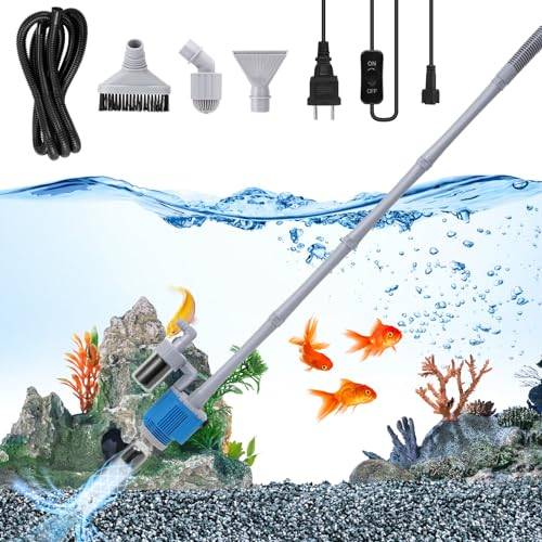 Domisyee Elektrischer Mulmsauger Aquarium, 28W, 6-in-1 Siphon Staubsauger Reinigungsset für Wasserwechsel, Sandwaschung, Kies und Bodengrund Reinigen