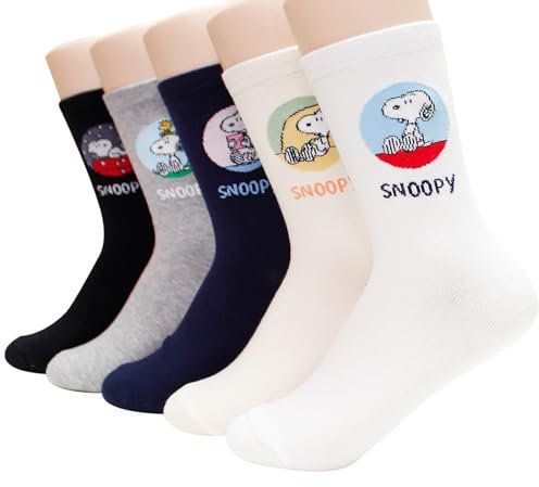 socksense The Peanuts Snoopy Socken für Damen und Teenager-Mädchen, Cartoon-Charakter-Serie, lizenziert, Blasen, 5 Paar, Einheitsgröße