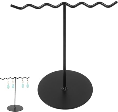 Black Iron Jewelry Organizer Stand, Multi-Functional Earring Holder and Necklace Display Rack, Space-Saving Jewelry Storage for Home Decor