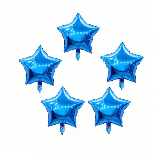 DOETYD 5PCS Blue Star Balloons, Star Shape Foil Balloons 18 Inch Star Balloons Helium for Birthday Valentines Anniversary Engagement Bridal Decoration