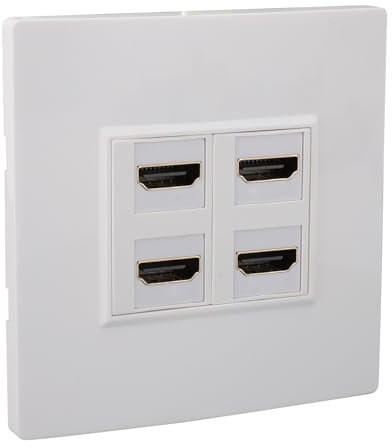 Placa de Pared HDMI, 4 Puertos 4K 60Hz Hembra a Hembra HDMI 2.0 Panel de Pared para Computadoras, Televisores, Discos Duros, Proyectores