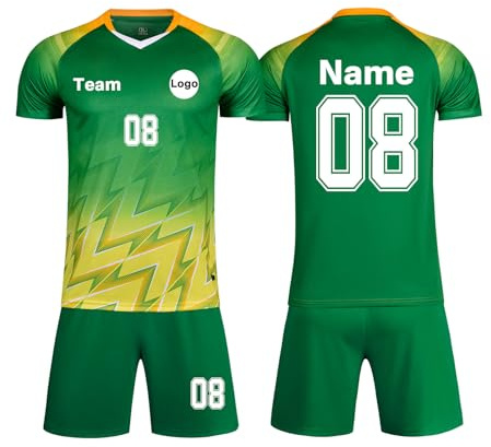 Macchiole Custom Football Jerseys for Youth Adult Kids Personalised Football Uniform Shirts and Shorts with Your Name Number Team Green