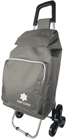 Paluplus Carrello Portaspesa con 6 Ruote, Trolley per Salire le Scale in Tessuto Impermeabile, Tasca Termica Frontale con zip, Carrellino per la spesa -3512 (Grigio)