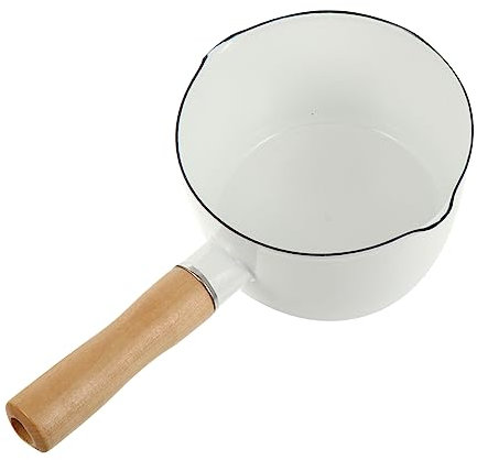 Alipis Emaille Milchpfanne Mit Holzgriff Antihaft Kochtopf Für Milch Suppe Und Babynahrung Kleiner Hitzebeständiger Kochtopf Für Induktionsherde Und Gasherde