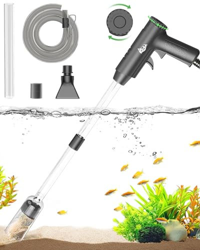 AQQA Aquarium Sauger, 4 in 1 Starke Absaugung Aquarium Reiniger, Einstellbarer Mulmsauger Aquarium für Wasserwechsel Sandwaschen Wasserfilterung und Wasserumwälzung