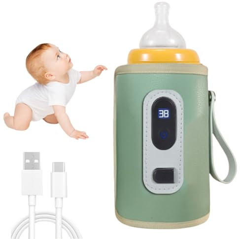 CEWROM Baby Milchflaschenwärmer, Baby flaschenwärmer USB, Tragbarer Babynahrungsheizer, Babymilch Wärmebehälter mit LED Anzeige, Babymilchflaschenwärmer für Haushaltsreisen Autoreisen
