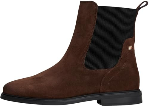 Tommy Hilfiger Donna Stivaletti Chelsea Flag in Pelle Scamosciata, Marrone (Legacy Brown), 36
