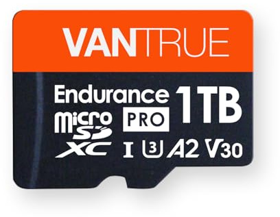 VANTRUE 1 TB 4K UHS-I U3 minneskort med adapter kompatibel med Dashcam, smartphone, surfplatta, actionkamera och övervakningskamera (1T)