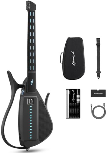 Enya CYBER-G Guitarra Smart Innovadora – Sin Cuerdas Guitarra Travel Guitar portátil & Silent E-Guitar con teclas LED, Drum & Bass, cientos de sonidos, altavoz incorporado para aprendizaje rápido