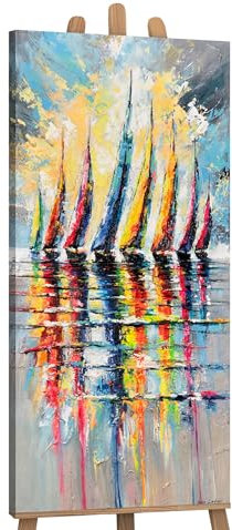 YS-Art Paesaggi Colorati Acrilici Dipinti su Tela Pittura Dipingere Dipinto a Mano Murale Soggiorno Moderno Arredamento Casa Vera opera d'arte 115x50 cm