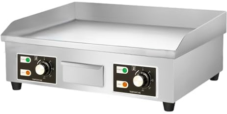 Piastra da cucina elettrica.Piastra da cucina professionale 66x44cm.Acciaio inox, Termostato Riscaldamento fino a 300°C.Con Raccoglitore Olio.Per Carne, Pesce, Verdure.3500W