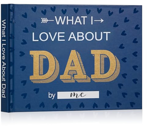 Artmag What I Love about Dad Book, Fill-in-the-Blank Love Journal Book for Dad Father's Day Birthday Christmas Gifts Stocking Stuffer for Father (Blue)