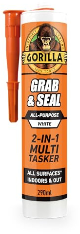 Gorilla Grab & Seal, 290ml – Two-in-One Waterproof Grab Adhesive & Sealant Hybrid | Bonds Skirting, Kitchens, Bathrooms, Windows & Doors | High Strength, Mould Resistant, Paintable, All-Weather Use
