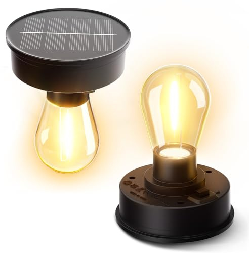 BUCASA 2 Pezzi Ricambio Luci Solari da Giardino, 8cm Lanterne Solari di Ricambio Superiore con Lampadina LED Luminoso, Pannello Solare di Ricambio per Lampade Solari da Giardino Fai Da Te