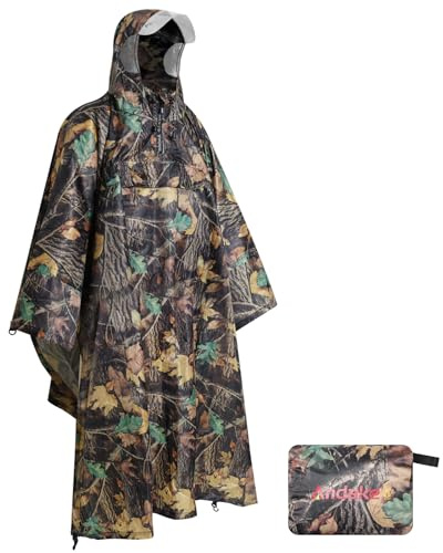 Andake Rain Poncho Waterproof Adult, Lightweight Reusable Raincoat Women Men Unisex with Hood for Hiking, Camping, Outdoor Activities