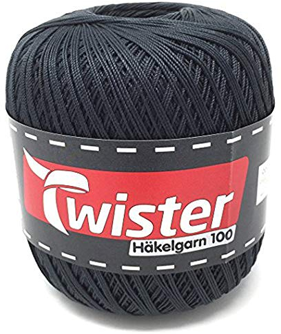 TWISTER Häkelgarn Anthrazit - 100g, 100% Baumwolle, Lauflänge: 580m