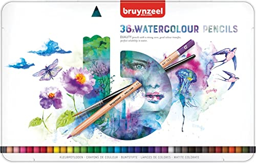 Bruynzeel Expression Aquarellstifte 36er-Set Pinsel im Metalletui | wasserlösliche Stifte für Erwachsene, Bullet Journaling