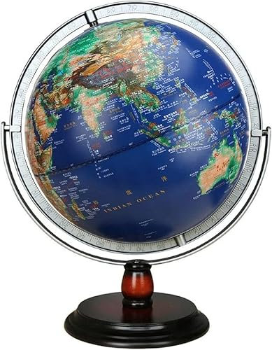 ABGRC Globe terrestre Globes de Bureau avec Globe terrestre illuminé Blue Oceans avec Support en Bois 7,8 ou 11,8 Globes de Terre Lumineux pour Enfants Actualisé