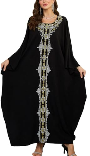YOUKD Brodé Floral Loose Caftan Boho Beach Bikini Cover Up Robe Plus Size Robe pour Femme