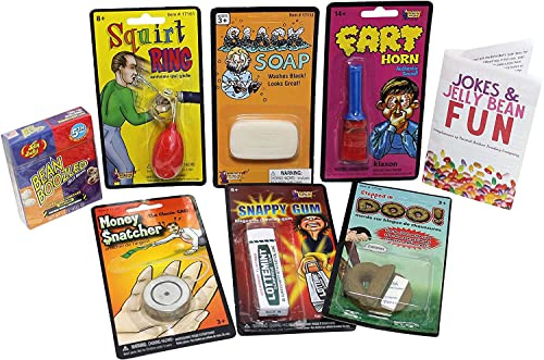Twisted Anchor Trading Company 7 Pc Practical Joke Gift Set for Kids w Joke Jelly Beans, Gag Gifts, Prank Jokes & Free Brochure - Stocking Stuffer, for Boys & More! Comes in Gift Box!