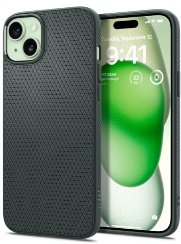 Spigen Hülle für iPhone 15 Liquid Air Case Handyhülle Schutzhülle Cover Dünn Slim -Abyss Green