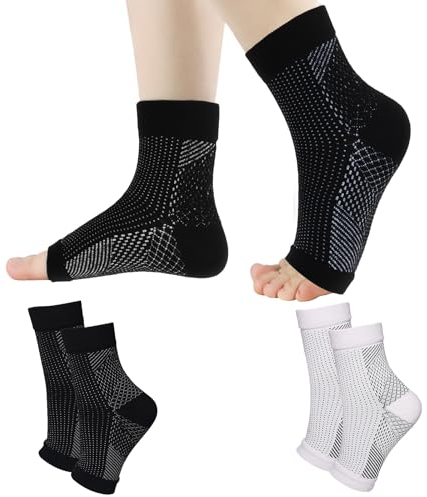 ZoneYan 2 Pares Calcetines de Compresión Ortopédicos, Calcetines Compresivos para Mujer y Hombre, Calcetines para Fascitis Plantar y Neuropáticos, Talla 40-43